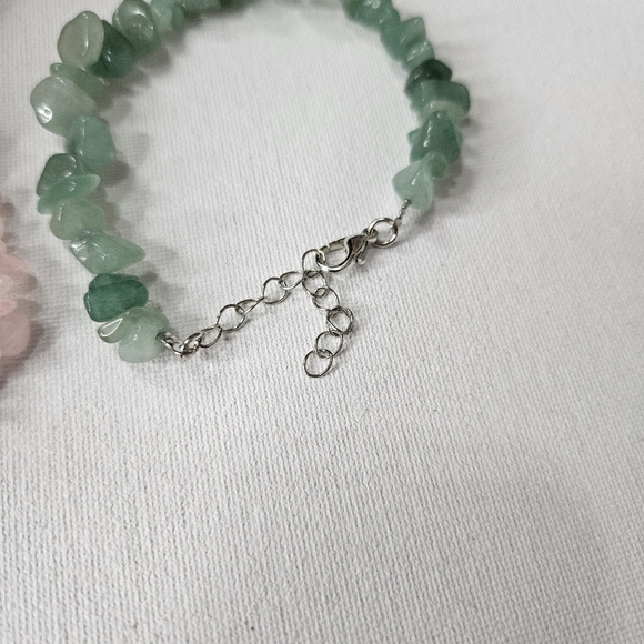 Natural Gemstone Chip Bead Bracelets Set of 2 Bundle Rose Quartz Aventurine NWOT - Picture 6 of 7